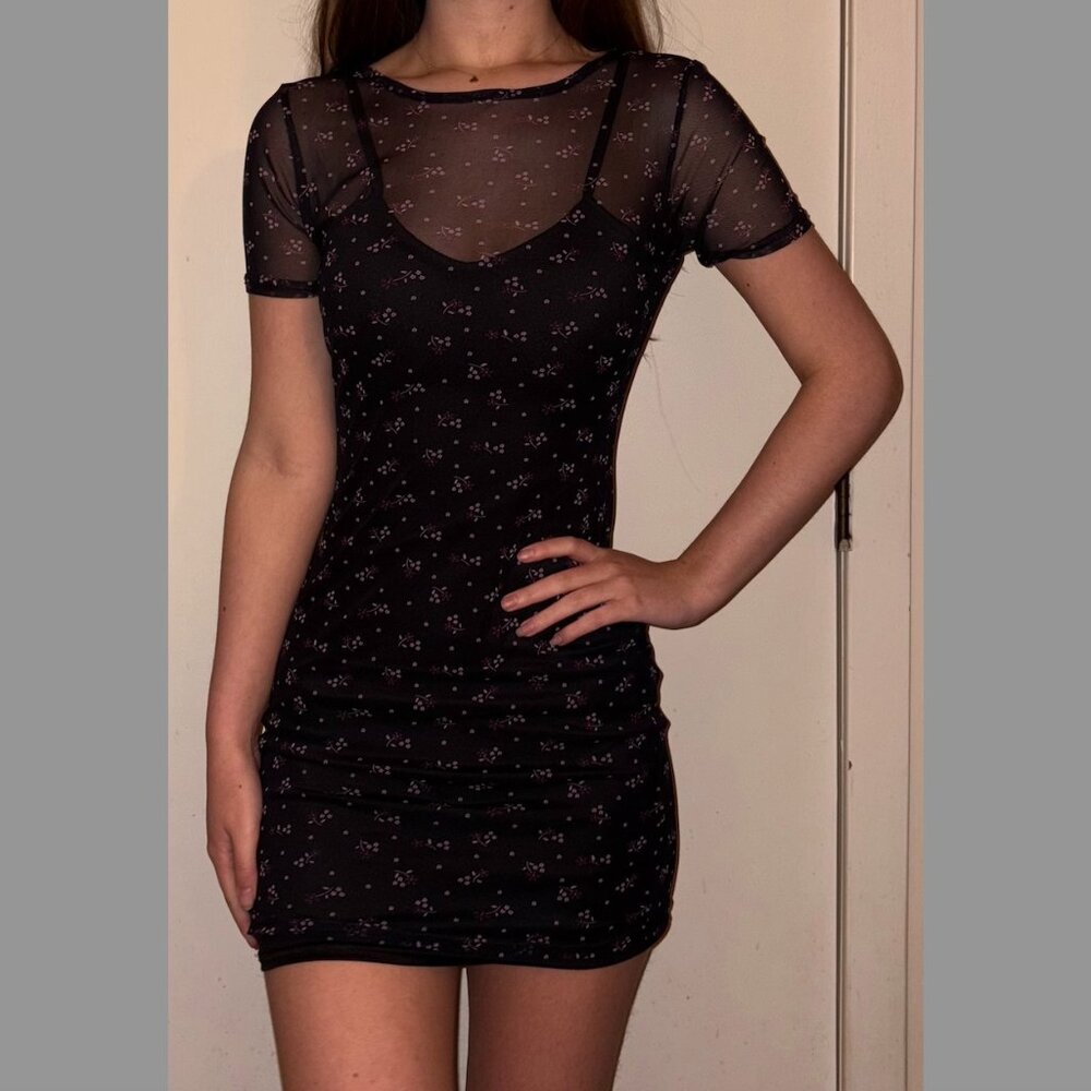 Black Floral Pacsun Dress in size small